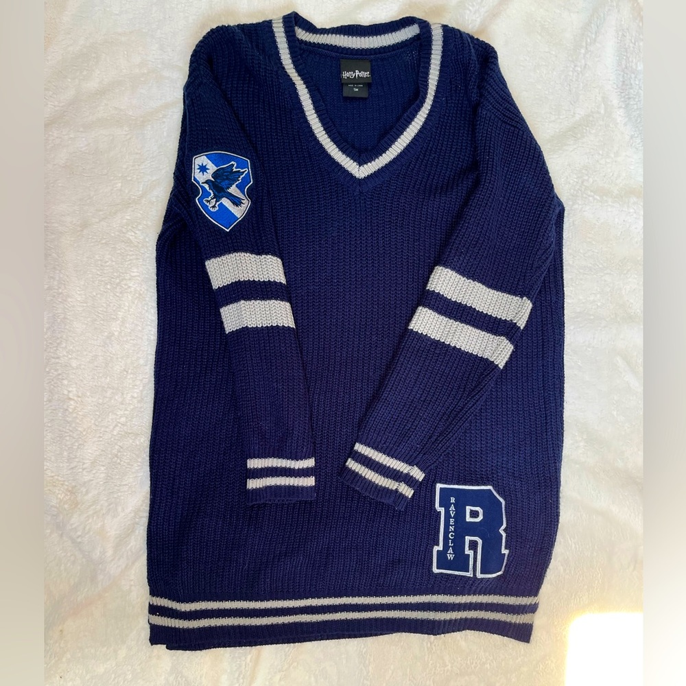 Long Harry Potter V Neck Oversized Sweater Dress Ravenclaw